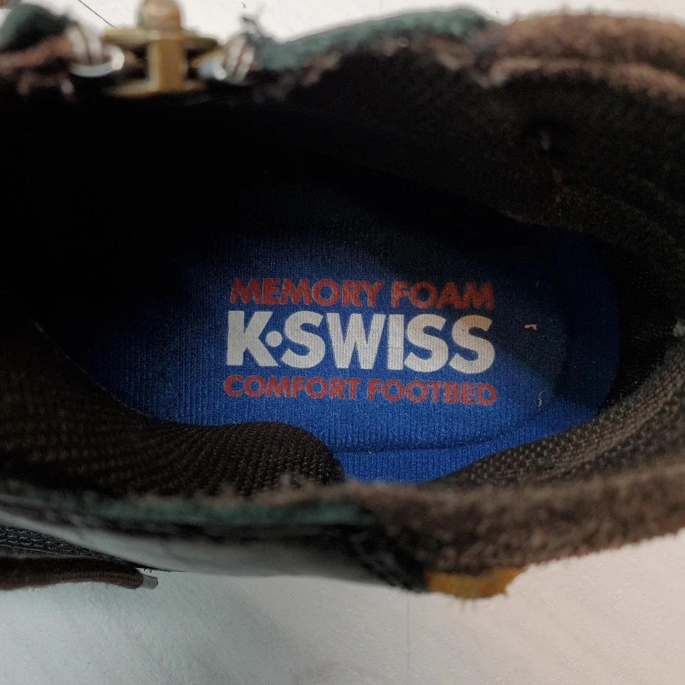 K Swiss Holten Boots Black Leather Side Zip‎ Lace Up Comfort Footbed Size 11